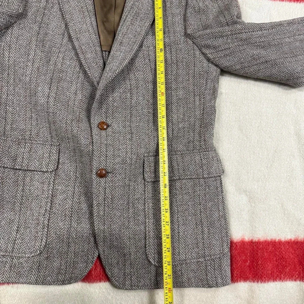 Joseph Spiess Harris Tweed Herringbone Striped Blazer Sport Coat Jacket 40L